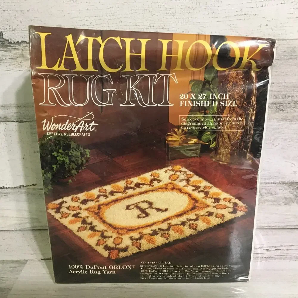 ANY INITIAL Monogram Wonderart Latch Hook Rug Kit 4748 NEW SEALED 20 x 27